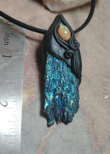 Load image into Gallery viewer, Dragons Breath, Mexican Fire Opal and Aura Kyanite Necklace. Mythical Jewelry