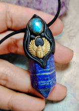 Load image into Gallery viewer, Egyptian Scarab Necklace | Lapis Lazuli Pendant | Winged Gold Beetle Egypt Jewelry