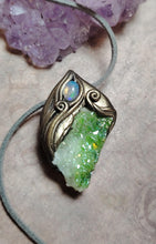 Load image into Gallery viewer, PREORDER Healer Necklace | Mexican Fire Opal and Green Aura Quartz | Lightworker, Shaman, Jewelry