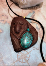 Load image into Gallery viewer, Courage, Bear Spirit Animal Necklace | Malachite and Turquoise | Strength Jewelry