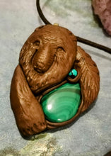 Load image into Gallery viewer, Courage, Bear Spirit Animal Necklace | Malachite and Turquoise | Strength Jewelry