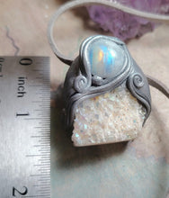 Load image into Gallery viewer, Guardian Angel Necklace | Angel Aura Quartz & Rainbow Moonstone | Angelic Archangelic Healing Protection Jewelry