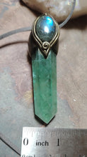 Load image into Gallery viewer, Green Wizard. Fluorite Necklace Pendant | Labradorite Witchy Jewerly