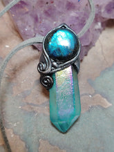 Load image into Gallery viewer, PREORDER Indigo Starseed Necklace | Aqua Aura Quartz Crystal & Blue Labradorite Pendant | Soul Awakening Jewelry