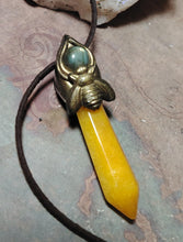 Load image into Gallery viewer, Gold Honey Bee Crystal Necklace | Citrine or Labradorite Stone | Queen, Bumble Bee Lovers Gifts