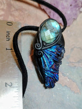 Load image into Gallery viewer, Midnight, Aura Blue Kyanite Pendant | Labradorite Specimen Crystal Jewelry