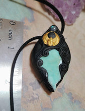 Load image into Gallery viewer, Atlantis, Egyptian Scarab Crystal Necklace | Blue Hemimorphite and Labradorite Pendant | Ancient Egypt Revival Jewelry