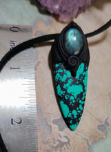 Load image into Gallery viewer, Warrior, Men's Turquoise Necklace Pendant | Divine Masculine Jewelry | Native American Shaman Crystal Tools
