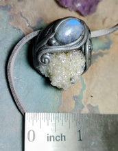 Load image into Gallery viewer, Guardian Angel Necklace | Angel Aura Quartz & Rainbow Moonstone | Angelic Archangelic Healing Protection Jewelry