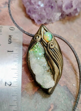 Load image into Gallery viewer, PREORDER Sound Healing Crystal Necklace | Mexican Fire Opal & Green Aura Quartz | High Frequency Lightworker Tools