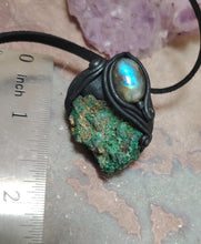 Load image into Gallery viewer, Heart of the Shaman Necklace | Raw Malachite Labradorite Pendant | Shamanic Tools Jewelry