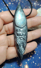 Load image into Gallery viewer, The Wizard Men's Crystal Necklace | Moonstone & Labradorite | Magician, Sage, Wise Man Esoteric Jewelry