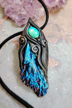Load image into Gallery viewer, Dragons Breath, Mexican Fire Opal and Aura Kyanite Necklace. Mythical Jewelry