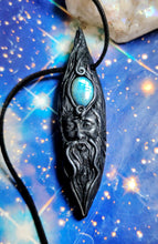 Load image into Gallery viewer, The Wizard Men's Crystal Necklace | Moonstone & Labradorite | Magician, Sage, Wise Man Esoteric Jewelry