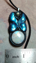 Load image into Gallery viewer, Blue Morpho Butterfly Necklace| Moonstone Crystal Pendant | Spirit Animal Shamanic Jewelry