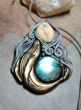 Load image into Gallery viewer, PREORDER Cosmic Blue Whale Goddess Spirit Necklace | Labradorite Crystal Pendant | Divine Feminine Jewelry
