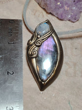 Load image into Gallery viewer, PREORDER The High Priestess | Purple Labradorite, Divine Feminine Art Necklace | Spectrolite & Moonstone Pendant