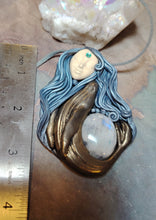 Load image into Gallery viewer, PREORDER Cosmic Blue Whale Goddess Spirit Necklace | Moonstone Crystal Pendant | Divine Feminine Jewelry