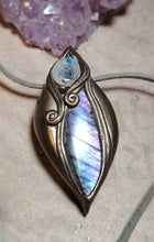 Load image into Gallery viewer, PREORDER The High Priestess | Purple Labradorite, Divine Feminine Art Necklace | Spectrolite & Moonstone Pendant