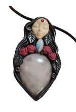 Load image into Gallery viewer, PREORDER Love Witch. Aphrodite Goddess Statue Figurine Necklace | Rose Quartz, Moonstone | Divine Feminine Jewelry