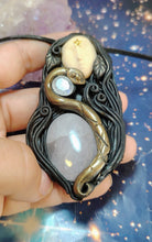 Load image into Gallery viewer, PREORDER Ayahuasca Yage Spirit Necklace | Shamanic Healing Sacred Plants Psychedelic Jewelry - ROSE QTZ