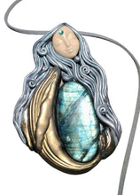 Load image into Gallery viewer, PREORDER Cosmic Blue Whale Goddess Spirit Necklace | Labradorite Crystal Pendant | Divine Feminine Jewelry