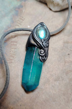 Load image into Gallery viewer, PREORDER Indigo Starseed Necklace | Aqua Aura Quartz Crystal & Blue Labradorite Pendant | Soul Awakening Jewelry