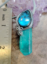 Load image into Gallery viewer, Indigo Starseed Necklace | Aqua Aura Quartz Crystal & Blue Labradorite Pendant | Soul Awakening Jewelry