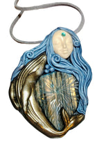Load image into Gallery viewer, PREORDER Cosmic Blue Whale Goddess Spirit Necklace | Moonstone & Labradorite Crystal Pendant | Divine Feminine Jewelry