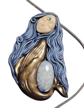 Load image into Gallery viewer, PREORDER Cosmic Blue Whale Goddess Spirit Necklace | Moonstone Crystal Pendant | Divine Feminine Jewelry