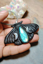Load image into Gallery viewer, PREORDER Luna Moth Necklace | Moon Phases Insect Pendant | Wiccan, Occult, Witchy Jewelry