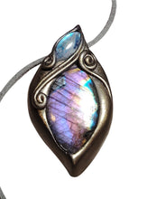 Load image into Gallery viewer, PREORDER The High Priestess | Purple Labradorite, Divine Feminine Art Necklace | Spectrolite & Moonstone Pendant