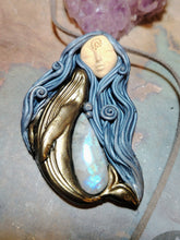 Load image into Gallery viewer, PREORDER Cosmic Blue Whale Goddess Spirit Necklace | Moonstone & Labradorite Crystal Pendant | Divine Feminine Jewelry