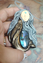 Load image into Gallery viewer, PREORDER Cosmic Blue Whale Goddess Spirit Necklace | Labradorite Crystal Pendant | Divine Feminine Jewelry