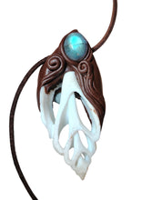 Load image into Gallery viewer, Selkie Necklace with real seashell pendant and genuine Labradorite crystal