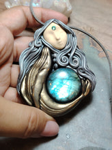 Load image into Gallery viewer, PREORDER Cosmic Blue Whale Goddess Spirit Necklace | Labradorite Crystal Pendant | Divine Feminine Jewelry