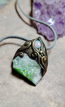 Load image into Gallery viewer, PREORDER Sound Healing Crystal Necklace | Mexican Fire Opal & Green Aura Quartz | High Frequency Lightworker Tools