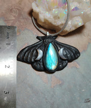 Load image into Gallery viewer, PREORDER Luna Moth Necklace | Moon Phases Insect Pendant | Wiccan, Occult, Witchy Jewelry