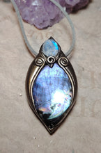 Load image into Gallery viewer, PREORDER The High Priestess | Purple Labradorite, Divine Feminine Art Necklace | Spectrolite & Moonstone Pendant