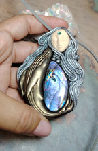 Load image into Gallery viewer, PREORDER Cosmic Blue Whale Goddess Spirit Necklace | Labradorite Crystal Pendant | Divine Feminine Jewelry