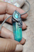 Load image into Gallery viewer, PREORDER Indigo Starseed Necklace | Aqua Aura Quartz Crystal & Blue Labradorite Pendant | Soul Awakening Jewelry