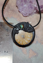 Load image into Gallery viewer, PREORDER Golden Ratio. Sacred Geometry Art Jewelry | Ammonite & Turquoise Pendant | Fibonacci Sequence Necklace with Healing Crystals