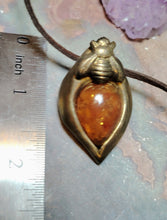 Load image into Gallery viewer, PREORDER Sacred Queen Bee Necklace! | Carnelian Pendant | Gold Honey Bee Jewelry