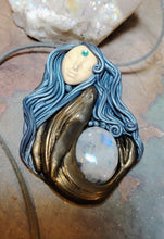 Load image into Gallery viewer, PREORDER Cosmic Blue Whale Goddess Spirit Necklace | Moonstone Crystal Pendant | Divine Feminine Jewelry