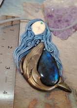 Load image into Gallery viewer, PREORDER Cosmic Blue Whale Goddess Spirit Necklace | Moonstone & Labradorite Crystal Pendant | Divine Feminine Jewelry