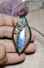 Load image into Gallery viewer, PREORDER The High Priestess | Purple Labradorite, Divine Feminine Art Necklace | Spectrolite & Moonstone Pendant