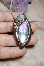 Load image into Gallery viewer, PREORDER The High Priestess | Purple Labradorite, Divine Feminine Art Necklace | Spectrolite & Moonstone Pendant