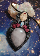 Load image into Gallery viewer, PREORDER Love Witch. Aphrodite Goddess Statue Figurine Necklace | Rose Quartz, Moonstone | Divine Feminine Jewelry
