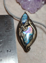 Load image into Gallery viewer, PREORDER The High Priestess | Purple Labradorite, Divine Feminine Art Necklace | Spectrolite & Moonstone Pendant