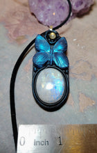 Load image into Gallery viewer, PREORDER Blue Morpho Butterfly Necklace| Moonstone Crystal Pendant | Spirit Animal Shamanic Jewelry